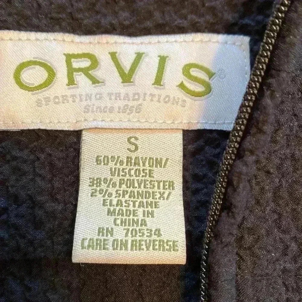 Orvis Black Crinkle Full Zip Jacket in Size Small.  Rayon Blend Fabric. - Picture 5 of 9